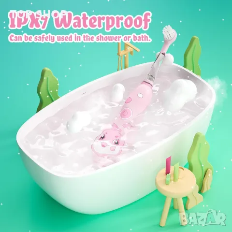 Seago Kids Детска електрическа четка за зъби, акумулаторна, с магнитно зареждане, розова, снимка 5 - Детски - 49340588