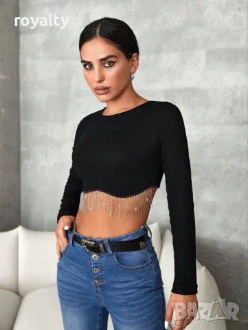 Бежова блуза с висулки , снимка 2 - Блузи с дълъг ръкав и пуловери - 49713579