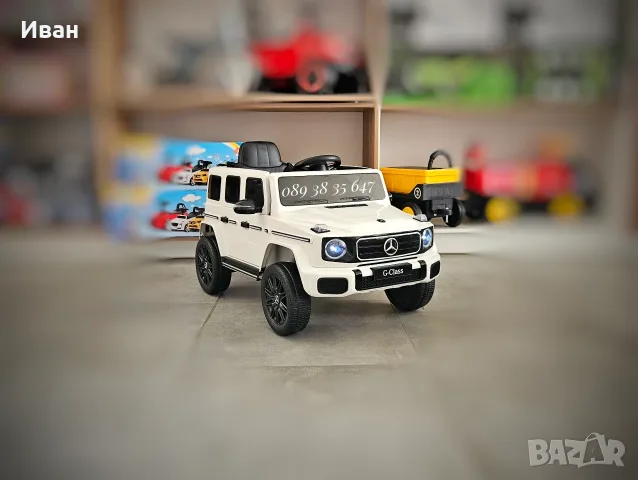 ТОП ЦЕНА!НОВО!Акумулаторен джип Mercedes G580 с 12V батерия,EVA гуми,кожена седалка,USB,дистанционно