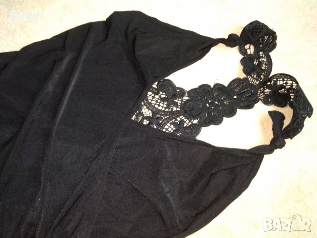 Еластична черна къса рокля с дантелен гръб , снимка 4 - Рокли - 29247871