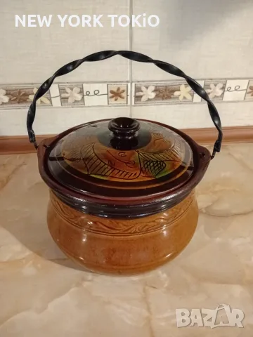 ГЛИНЕНО ГЮВЕЧЕ С КАПАК И ДРЪЖКА , снимка 12 - Съдове за готвене - 56040281