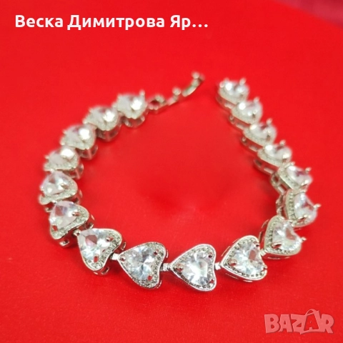 Гривна със сърчица и камъчета, снимка 2 - Гривни - 51459008