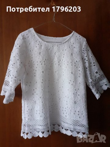 Красива бяла блуза, снимка 1 - Блузи с дълъг ръкав и пуловери - 39462081