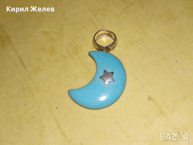 ПОЛУМЕСЕЦ и ЗВЕЗДА РЕТРО АРТ ПЕНДАНТ от СРЕБРО и ВЕНЕЦИАНСКО СТЪКЛО МУРАНО СТАРА РЪЧНА РАБОТА 26827, снимка 7 - Антикварни и старинни предмети - 40524121