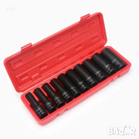 Комплект вложки за гайковерт, 10 броя дълбоки ударни, Комплект камъни , снимка 3 - Аксесоари и консумативи - 36108978