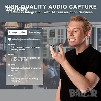 Диктофон с изкуствен интелект с калъф, управление от приложение, транскрипция, снимка 2 - Друга електроника - 54182061