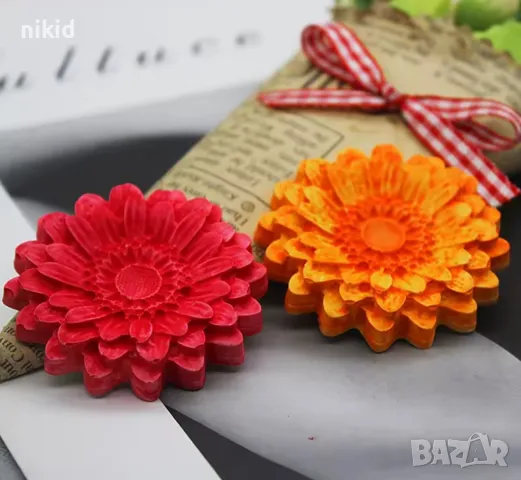 Хризантема Гербер силиконов молд форма декорация торта фондан шоколад и др., снимка 3 - Форми - 22948743