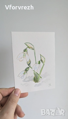 Ръчно рисувани картички, снимка 3 - Коледни подаръци - 54013429