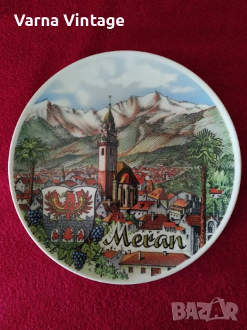 Колекционерска порцеланова чиния Meran. TK Handarbeit Австрия., снимка 2 - Колекции - 51200026