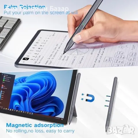 Нов Магнитен стилус за Surface Pro/Go/Laptop с гумичка прецизна Писалка, снимка 6 - Друга електроника - 48236044