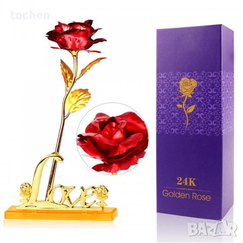 24K Gold Rose Златна роза Луксозен подарък, снимка 10 - Романтични подаръци - 39614083