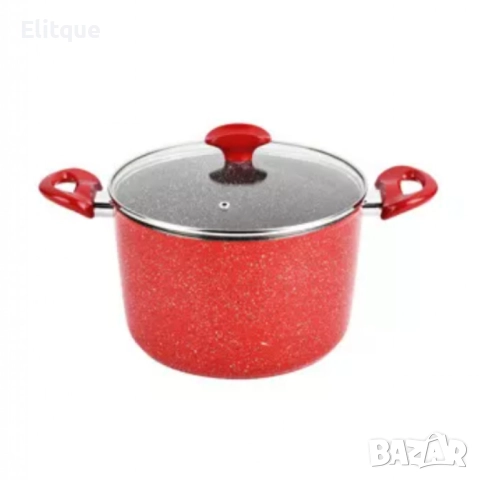 Тенджера Voltz, 3.4л./9.5л., Дълбока, Мраморно покритие, Индукция, Червен