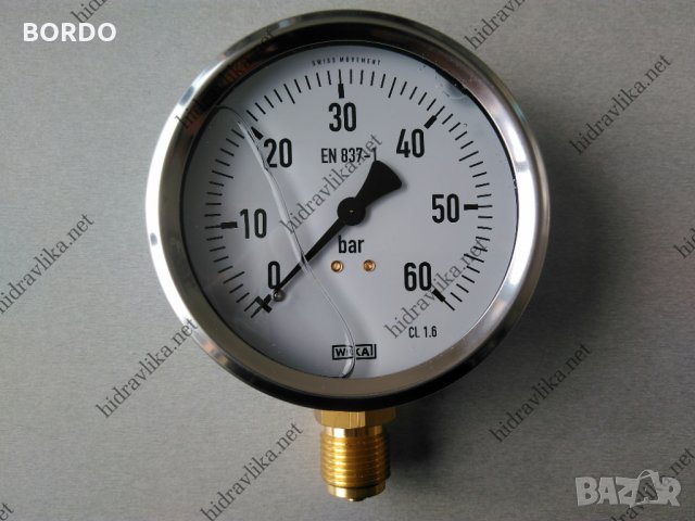 Манометър с глицерин WIKA - Ф100/0-60 bar (радиален)