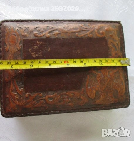 Стара ролетка 10 метра,  ролетка за мерене, кожа месинг маркировка, кутия кожа и дърво за цигари, снимка 12 - Антикварни и старинни предмети - 32607772