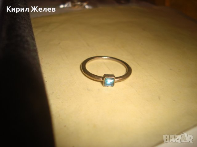 ЗЛАТИСТ СТОМАНЕН НЕРЪЖДАЕМ РЕТРО ПРЪСТЕН с ФАСЕТИРАН СИН КРИСТАЛ 27562, снимка 4 - Пръстени - 37499005