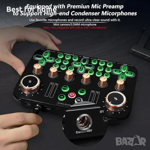 Комплект кондензаторен микрофон ALLWIN K600 XLR с карта за звук на живо, снимка 2 - Микрофони - 50495979