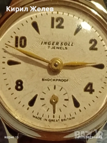Стар механичен часовник дамски INGERSOLL SHOCKPROOF GREAT BRITAIN 51563, снимка 3 - Антикварни и старинни предмети - 52333419