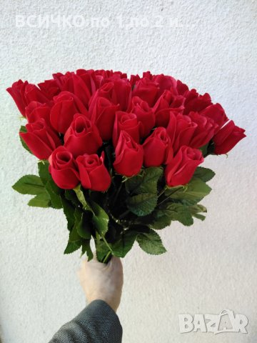 Изкуствени цветя-рози червени плюш, снимка 8 - Изкуствени цветя - 32013481