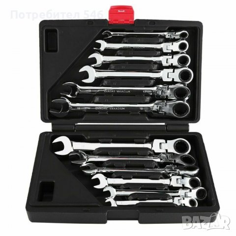 Нов комплект гаечни ключове с тресчотка в куфар