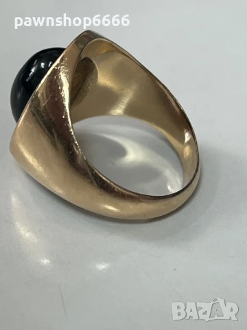 Златен пръстен 14 карата ръчна изработка с черен оникс, снимка 3 - Пръстени - 50653300