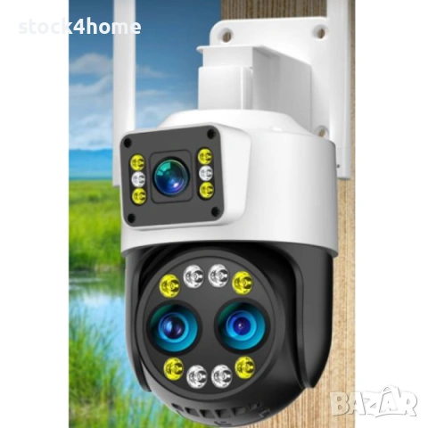 Двойна Wi-Fi камера, 12 Mp, 4K, цветно нощно виждане, 8 X оптично увеличение, проследяване, снимка 4 - IP камери - 53018550