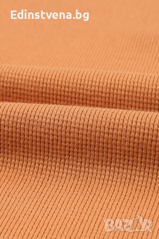 Дамска блуза в оранжево с дълъг ръкав и деколте тип хенли, снимка 7 - Блузи с дълъг ръкав и пуловери - 53069792