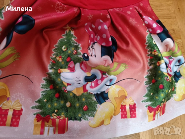 Коледна рокля с Мини Маус - размер 86, снимка 3 - Бебешки рокли - 51783005