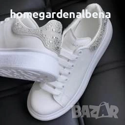 Маратонки Alexander McQueen – Бял лукс с кристален блясък!, снимка 4 - Маратонки - 54316207