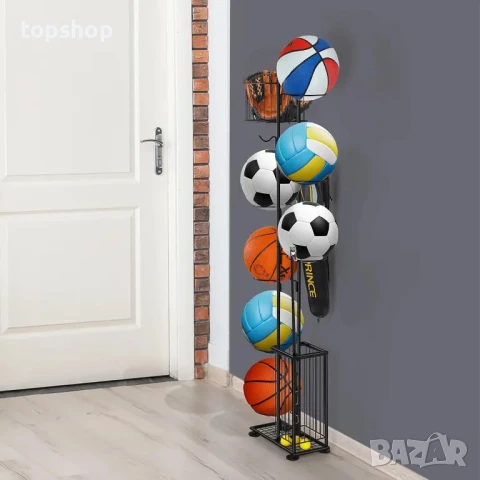Nandae 7-степенна стойка за съхранение на топки и други спортни стоки, свободностояща, метална