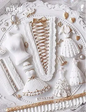 Завързана лента връзка пандела за рокля корсет дреха балет облекло силиконов молд форма фондан декор, снимка 3 - Форми - 47298432