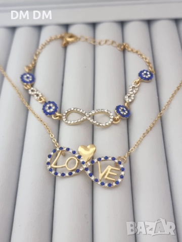 Комплект –18k златно покритие, колие и гривна ♾️💙