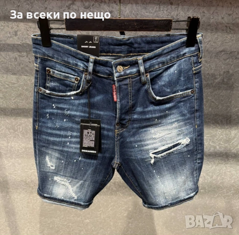 DSQUARED2 Мъжки Сини Къси Дънки С Накъсан Ефект🔝Дамски Къси Дънкови Панталони Код Mens P.198, снимка 3 - Дънки - 53921617