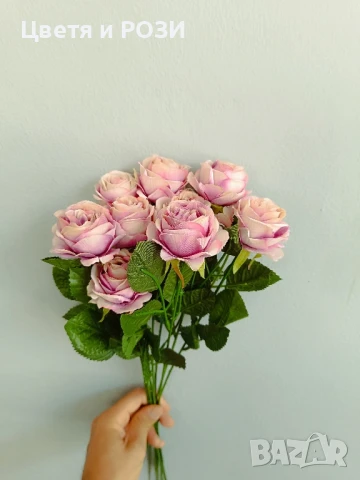 Рози изкуствени, Разлистени, снимка 6 - Изкуствени цветя - 36497999