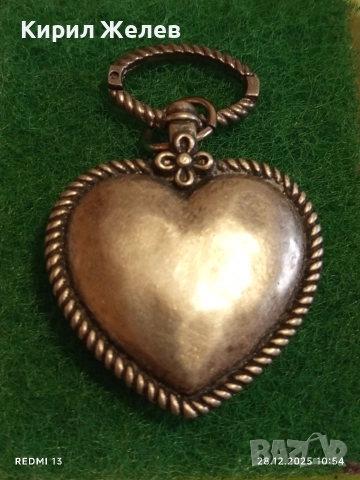 Винтидж сребърно бижу във формата на сърце с флорален мотив майстоска изработка 52453