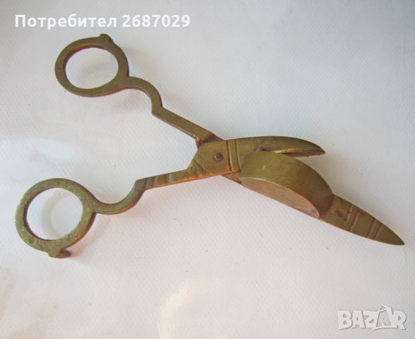 Свещник и Стара ножица за свещи, месинг, бронз антика, метал и свещник, снимка 6 - Антикварни и старинни предмети - 30094908