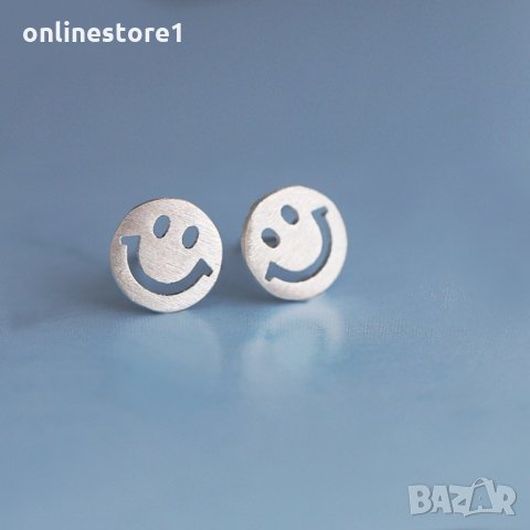Сребърни Обеци Усмивка - 925 печат сребро BT407, снимка 2 - Обеци - 28148457