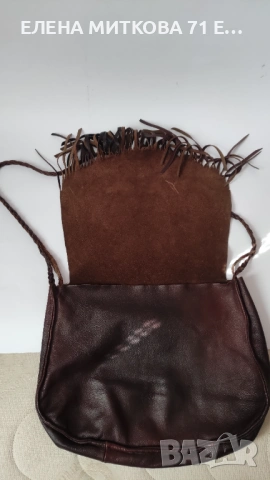 Мека дамска чанта от естествена кожа в "бохо стил" с ресни, снимка 7 - Чанти - 54139786