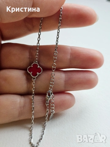 Сребърна гривна с детелина, снимка 2 - Гривни - 53904757