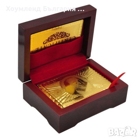 Позлатени карти за игра / 24 карата злато + сертификат, снимка 3 - Калъфи, кейсове - 42895129