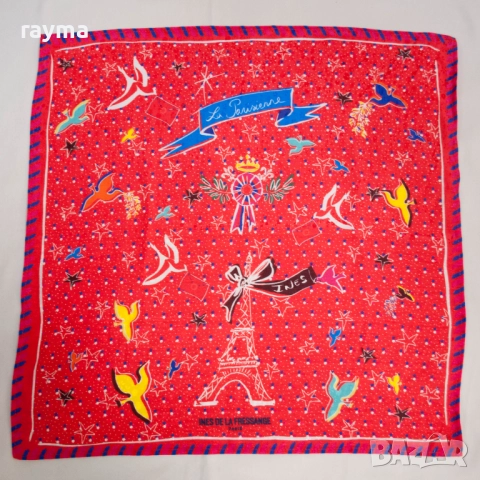 Ines De La Fressange/ La Parisienne копринен шал, снимка 8 - Шалове - 52098436