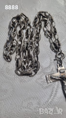 Vintage сребърен синджир с кръст Italy, снимка 3 - Колиета, медальони, синджири - 44280947