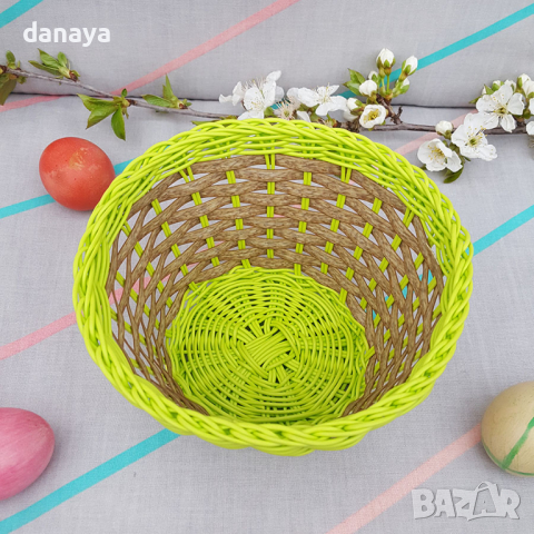 2820 PVC плетен панер за великденски яйца с цветна основа, снимка 7 - Декорация за дома - 36505544