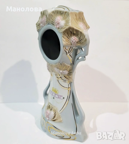 Порцеланов настолен часовник Royal Dux Bohemia Secese в стил Art Nouveau. , снимка 6 - Антикварни и старинни предмети - 53364608