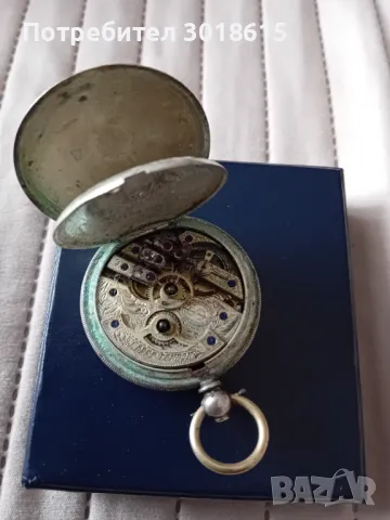 Сребърен джобен часовник, снимка 3 - Антикварни и старинни предмети - 48265800