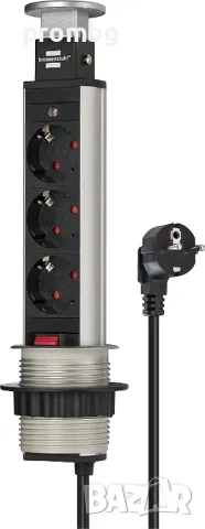 разклонител за плот, вграждане, потъващ с 3 гнезда, Германия, снимка 2 - Друга електроника - 49494697