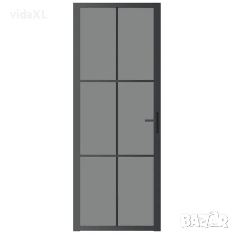 vidaXL Интериорна врата 76x201,5 см черна ESG стъкло и алуминий, снимка 3 - Входни врати - 56147178