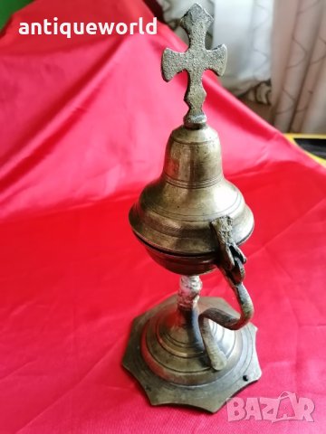 Старо Бронзово Настолно КАНДИЛО , Тамянник, снимка 4 - Антикварни и старинни предмети - 30579495