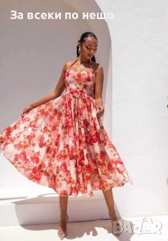 Дамска Ефирна Лятна Рокля - Налични Различни Цветове Код A683, снимка 6 - Рокли - 50743127