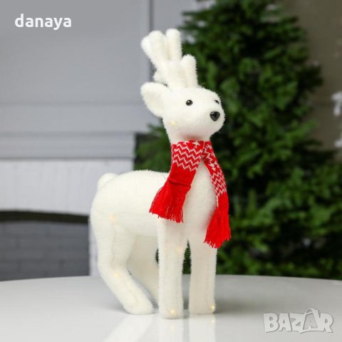 2508 Светещ коледен елен коледна украса, 24 Led, 43x23cm, снимка 5 - Декорация за дома - 34537130