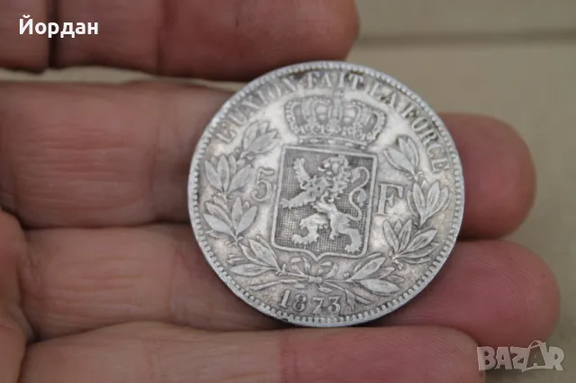 Сребърна монета ''5 Франка'' 1873-та година, снимка 2 - Нумизматика и бонистика - 47903277